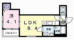 近鉄奈良線 若江岩田駅 徒歩6分の賃貸アパート 2階1LDKの間取り