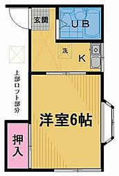京王線 府中駅 徒歩6分の賃貸アパート 2階1Kの間取り