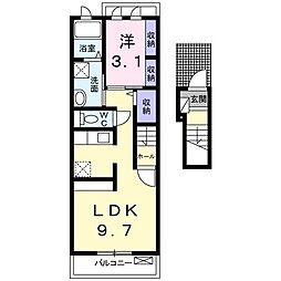 京王線 聖蹟桜ヶ丘駅 徒歩8分の賃貸アパート 2階1LDKの間取り
