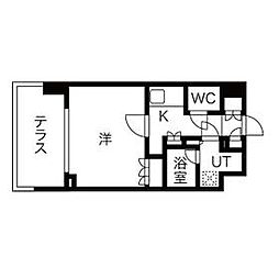 シーズンフラッツ高田馬場リバーサイドノース 1Kの間取図画像