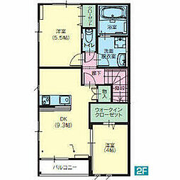 クオーレ 2階2DKの間取り