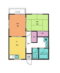 エクメーネ加藤2 2DKの間取図画像
