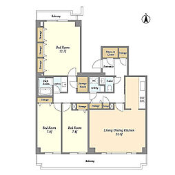 コンフォリア竹ノ塚イースト 11階3LDKの間取り