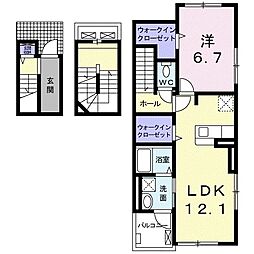 シルベーヌ豊山I 3階1LDKの間取り