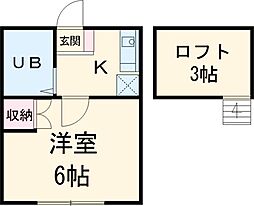 グランモア若葉 1階1Kの間取り