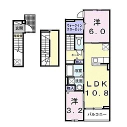 ヒカルサ豊橋牟呂水神 3階2LDKの間取り