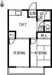 名鉄尾西線 森上駅 徒歩9分の賃貸アパート 1階2DKの間取り
