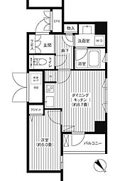 コスモリード新宿余丁町 2階1LDKの間取り