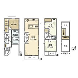 鵜の木戸建 1階2SLDKの間取り