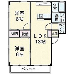 JR東海道本線 豊橋駅 バス22分 高師原口下車 徒歩9分の賃貸アパート 1階2LDKの間取り