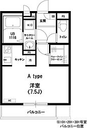 JR山手線 駒込駅 徒歩2分の賃貸マンション 2階ワンルームの間取り