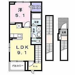 ラフレシール 1LDKの間取図画像