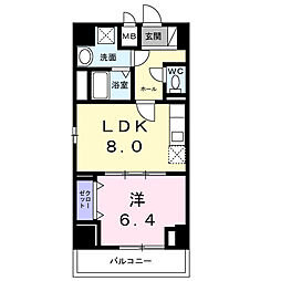 ココ　クレメント　2 1階1LDKの間取り