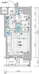 都営三田線 三田駅 徒歩4分の賃貸マンション 7階1Kの間取り