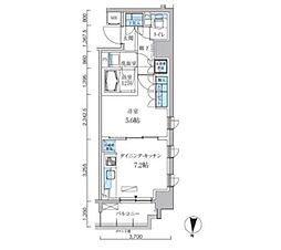 都営大江戸線 両国駅 徒歩10分の賃貸マンション 4階1DKの間取り