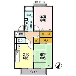 伊豆箱根鉄道駿豆線 伊豆長岡駅 徒歩11分の賃貸アパート 2階2DKの間取り