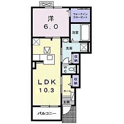 サルサージュI 1階1LDKの間取り