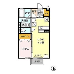 エクレール・コート　IIIIII 1階1LDKの間取り