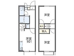 レオパレス比奈 2DKの間取図画像