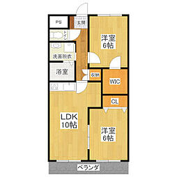 アルヴィラージュ 1階2LDKの間取り