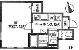 シャルム桜上水 1階1Kの間取り