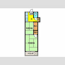 JR中央線 高円寺駅 徒歩7分の賃貸アパート 2階2Kの間取り