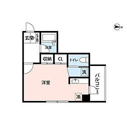 千草 4階ワンルームの間取り