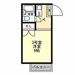 JR京浜東北・根岸線 山手駅 徒歩7分の賃貸アパート 2階1Kの間取り