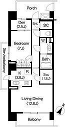 東急田園都市線 三軒茶屋駅 徒歩13分の賃貸マンション 3階1LDKの間取り