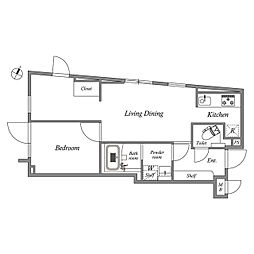 東急東横線 都立大学駅 徒歩8分の賃貸マンション 1階1SLDKの間取り