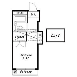 TKハイツ 1階ワンルームの間取り