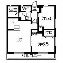 JR東海道本線 静岡駅 徒歩17分の賃貸アパート 1階2LDKの間取り