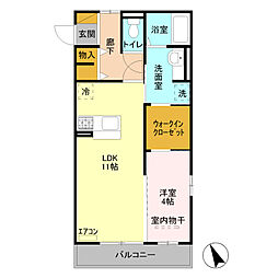 ボンヌ・シャンス 3階1LDKの間取り