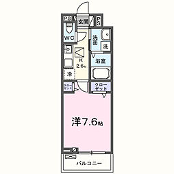 ヒカルサひたちなか 1階1Kの間取り