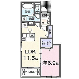 アムール 1LDKの間取図画像