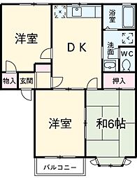 名古屋市営桜通線 相生山駅 徒歩18分の賃貸アパート 2階3DKの間取り