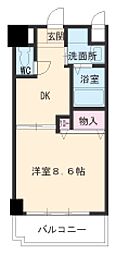 名古屋市営桜通線 瑞穂運動場西駅 徒歩8分の賃貸マンション 2階1DKの間取り