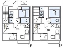 レオパレス本城 1階1Kの間取り