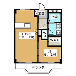J・S香久山 3階1LDKの間取り