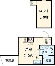 ＳＩＥＳＴＡ桜本町 1階1Kの間取り
