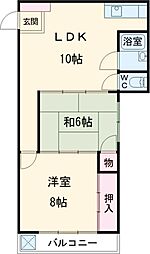 瑞穂ビル 6階2LDKの間取り