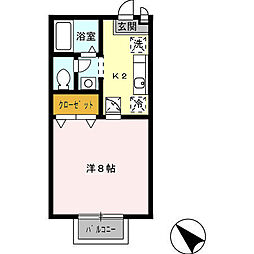 エトワール新瑞 2階1Kの間取り