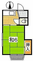 恒栄コーポ 2階1Kの間取り