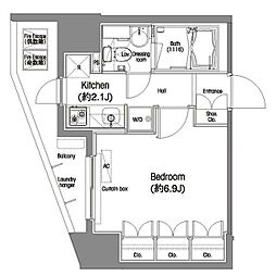 コンフォリア西蒲田 1Kの間取図画像
