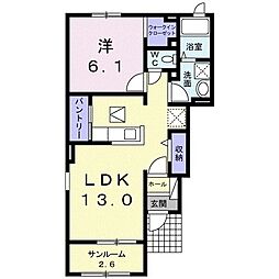 近鉄名古屋線 近鉄長島駅 徒歩20分の賃貸アパート 1階1LDKの間取り