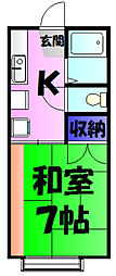 コーポユタカ 2階1Kの間取り