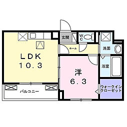 ｇｌａｎｚ　ＣＬＫII 1階1LDKの間取り