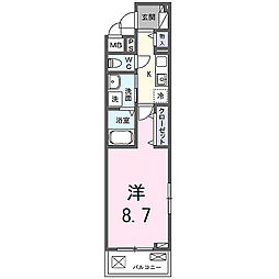 コンチェストIII祥豊 3階1Kの間取り
