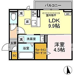 JR東海道本線 岐阜駅 バス22分 岐阜保健大学（岐阜バス）下車 徒歩8分の賃貸アパート 1階1LDKの間取り