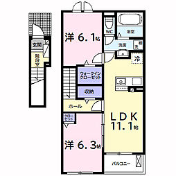 ベルメランジェＡ 2階2LDKの間取り